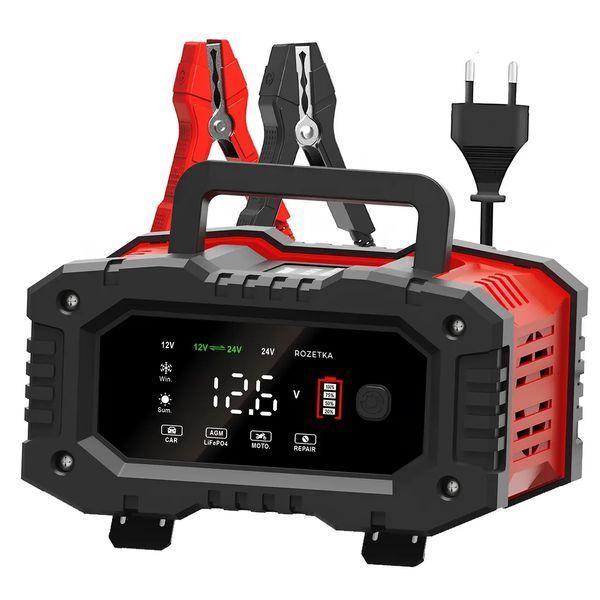 Foxsur 12V 20А - 24V 10A FPT -200 зарядний пристрій для акумулятора 6-300 А-год, імпульсний Foxsur 20А  фото