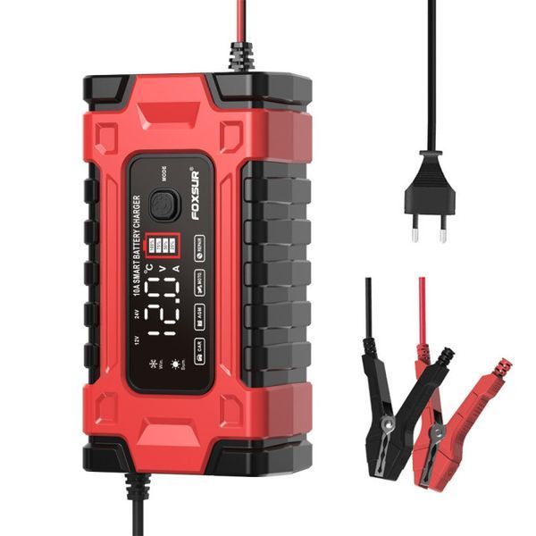 Foxsur 12В/24В 10A от 6-180А/ч зарядное устройство для автомобильного аккумулятора ОРИГИНАЛ Foxsur 12В/24В 10A фото