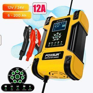 Foxsur 12В/24В 12A 6-200 Ah устройство для автомобильного аккумулятора ОРИГИНАЛ Foxsur 12A фото